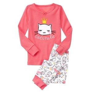 NWT! Gymboree Girls Cats Rule 2-Piece Gymmies!  8